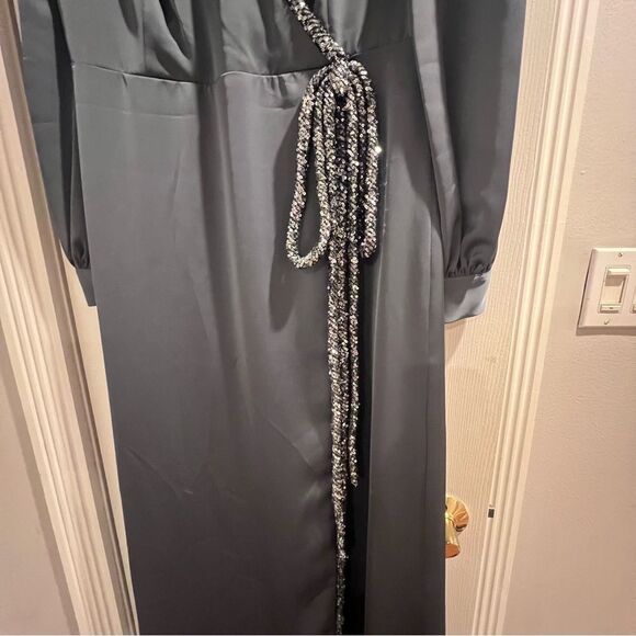 NWT Sachin and Babi Dorthea A-Line Gown Gunmetal with sparkle accent size 8 - Picture 17 of 17